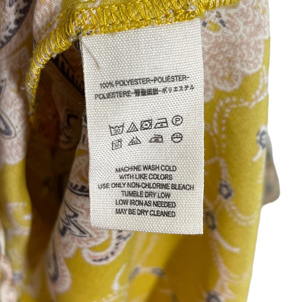 Free People Field Of Butterflies Tunic XS Yellow Paisley Print Boho Long Top - Picture 6 of 6